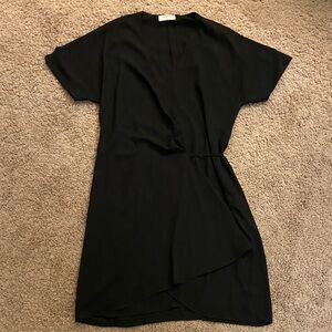 Babaton Black Short Sleeve Wrap Dress